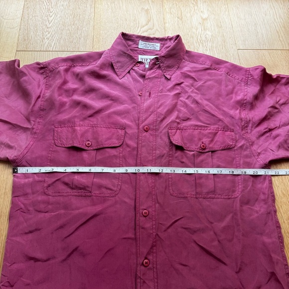 Vintage Tip Top Tailors 100% Silk Pink Safari Shirt - S - Picture 10 of 16